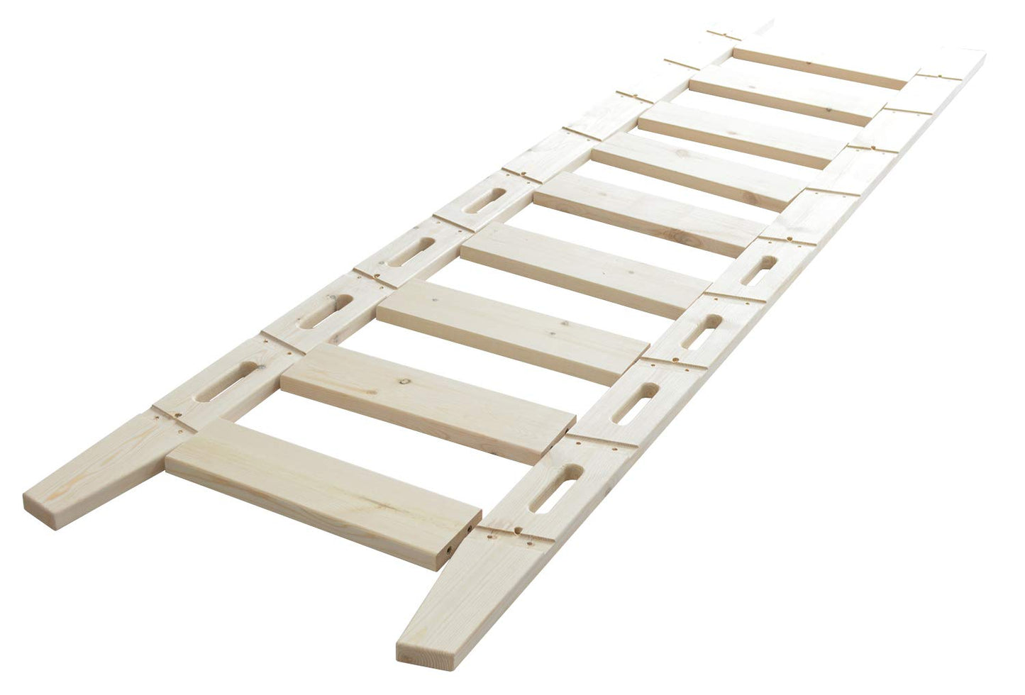 DIYHD 96" Knotty Pine Sliding Library Ladder, Solid Wood Bookshelf Ladder with Oval Cut-Out Grip & Handrail, Unfinished Paintable, Hardware Not Included