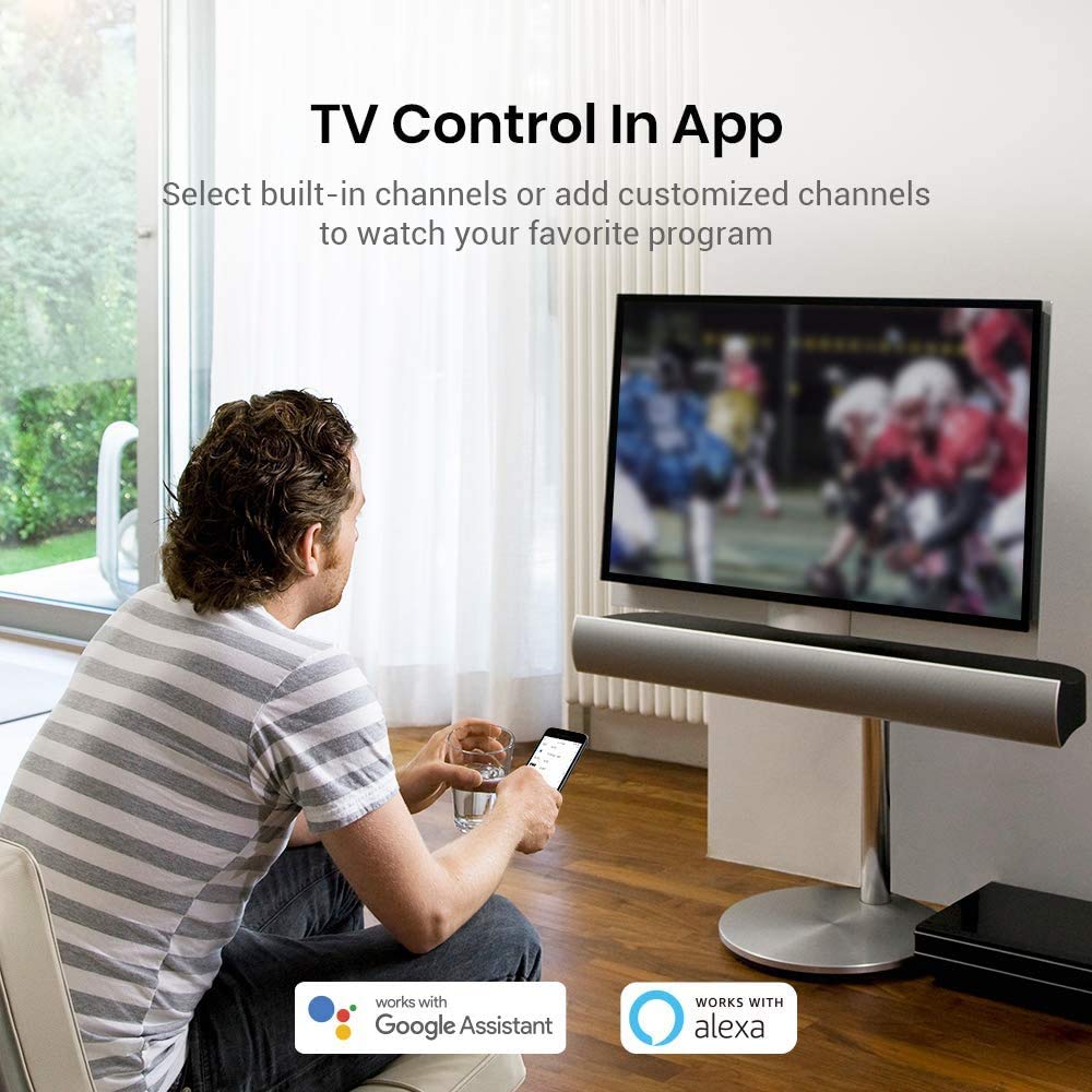 Broadlink RM5plus Universal Infrared Remote, Voice Control with Alexa & Google Assistant, Wi-Fi Smart Home Remote for TV, AC, Fans, All-in-One Smart Hub with Scene & Timer, 2.4GHz Wi-Fi Only