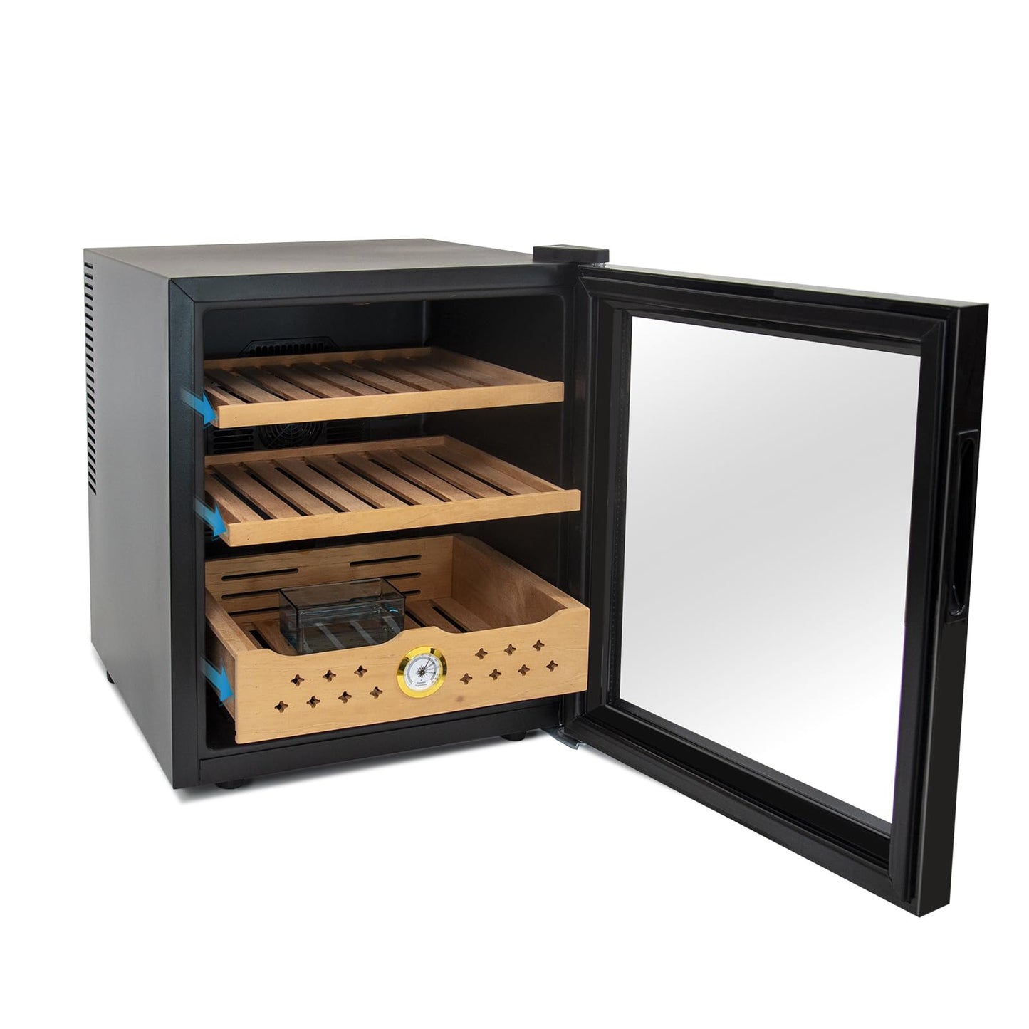 50L Electric Cigar Humidor, 300 Counts LED Lighted Temperature Control Cigar Storage Cabinet with Spanish Cedar Wood Shelves