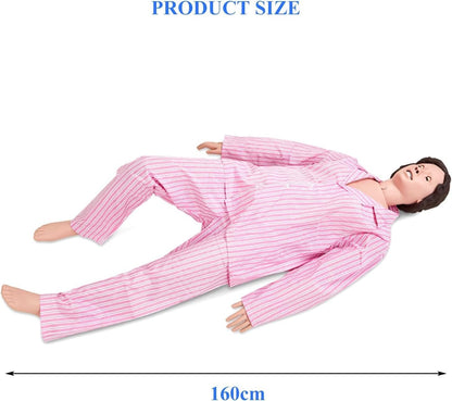 Nursing Training Mannequin, Full Body Model Female Patient Care Medical Manikin with 3 Muscle Module & Patient Gown, Can Be Done 24 Item Basic Nursing Operations.
