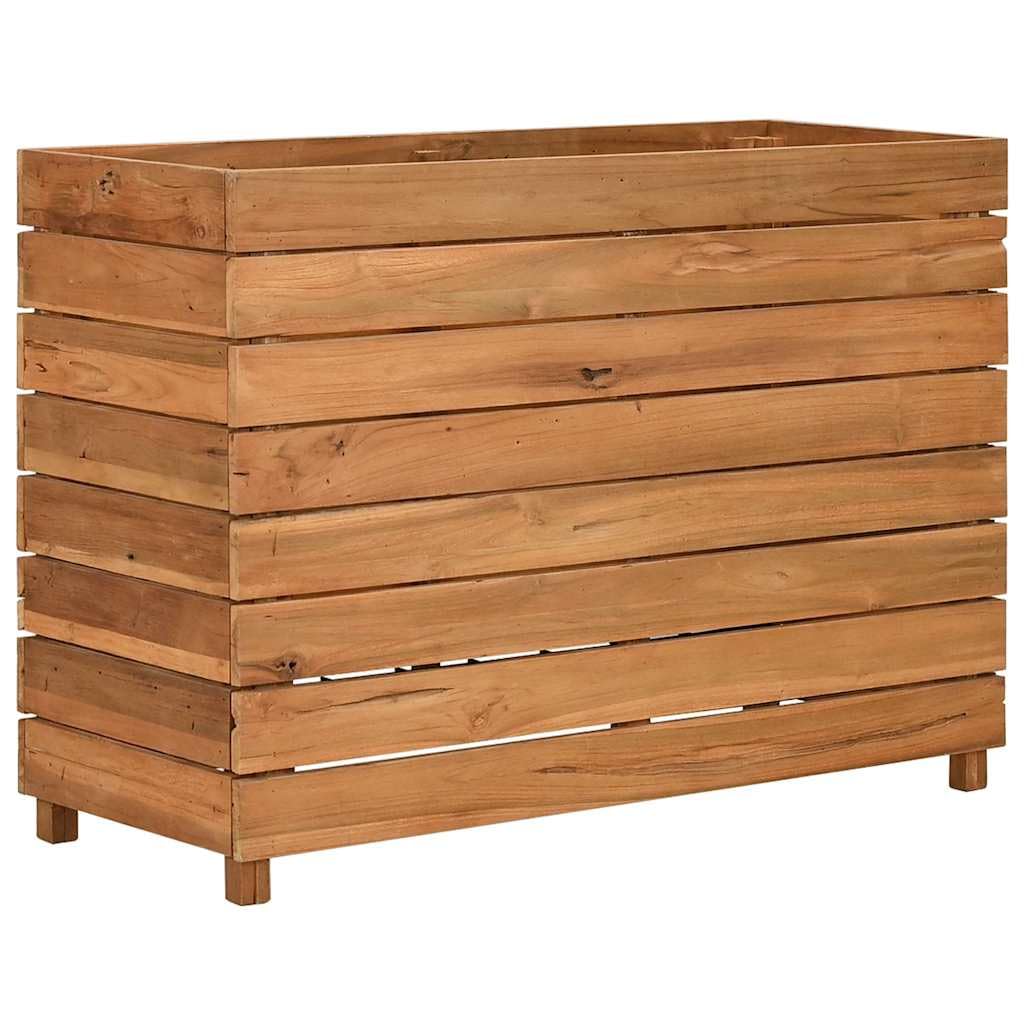 Favemtsl Large Adjustable Rustic Raised Garden Bed 39.4"x15.7"x28.3", Recycled Teak Wood Outdoor Planter Box with Steel Frame, Eco-Friendly Elevated Flower Bed for Patio Balcony Deck
