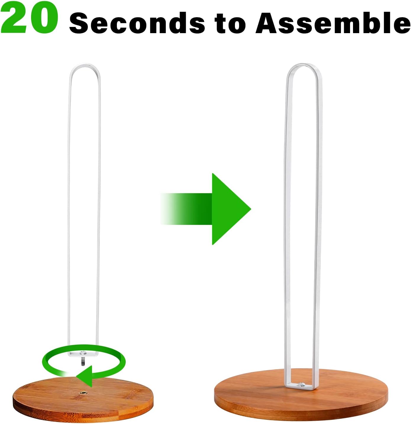Wood Paper Towel Holder, Free-Standing Kitchen Towel Holder with Non-Slip Wooden Base for Countertop