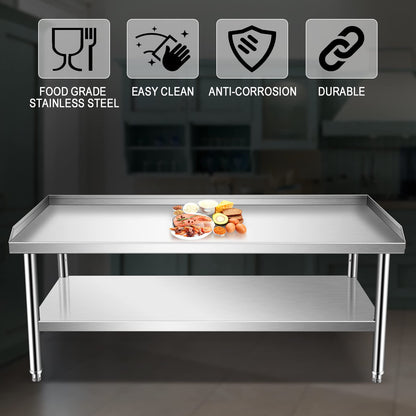 Prep Table Stainless Steel Worktable 30 x 60 x 24 Inches Equipment Grill Stand Table with Adjustable Storage Undershelf Commercial Workstation for Kitchen Restaurant