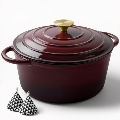 Miereirl 4.5 Quart Enameled Dutch Oven Pot with Lid, Cast Iron Dutch Oven with Dual Handles for Bread Baking, Cooking