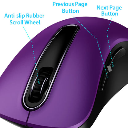 memzuoix 2.4G Wireless Mouse, 1400 DPI Mobile Optical Cordless Mouse with USB Receiver, Portable Computer Mice for Laptop, PC, Desktop, MacBook, 5 Buttons, Red