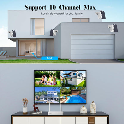 (2026 New) Wireless Solar Security Camera System, 4MP PTZ Outdoor Cameras with 10CH NVR, 2W Solar Powered, 64GB Local Storage, 2-Way Audio, Motion Detection, 2.4G & 5G WiFi, No Subscription, 4-Cam Kit