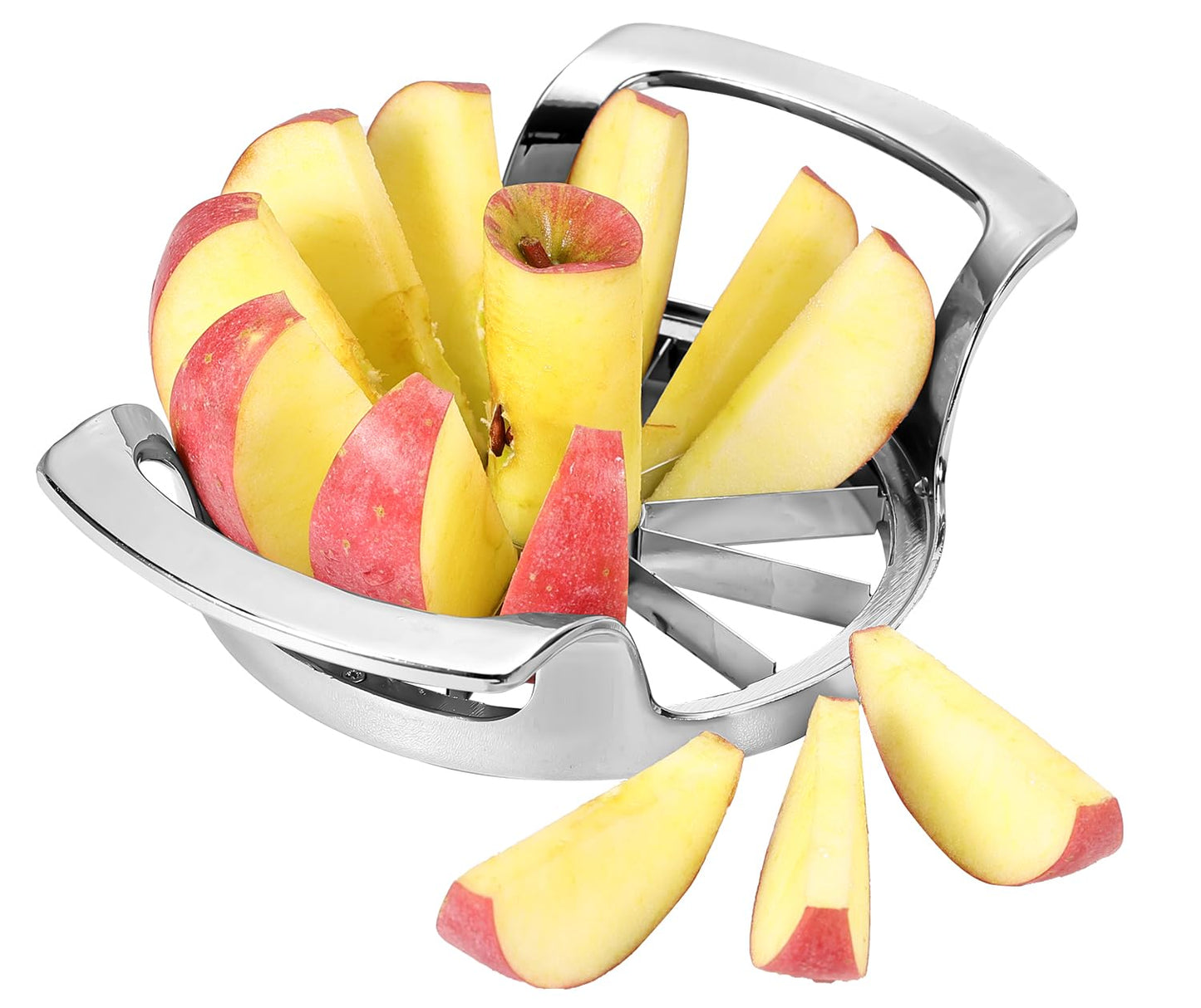 Obsoorth Apple Slicer with 12 Blades Extra Large Heavy Duty Stainless Steel Apple Corer, Dishwasher Safe Easy to Use Sharp Apple Slicer and Corer for Vegetables, Fruit and Pineapple