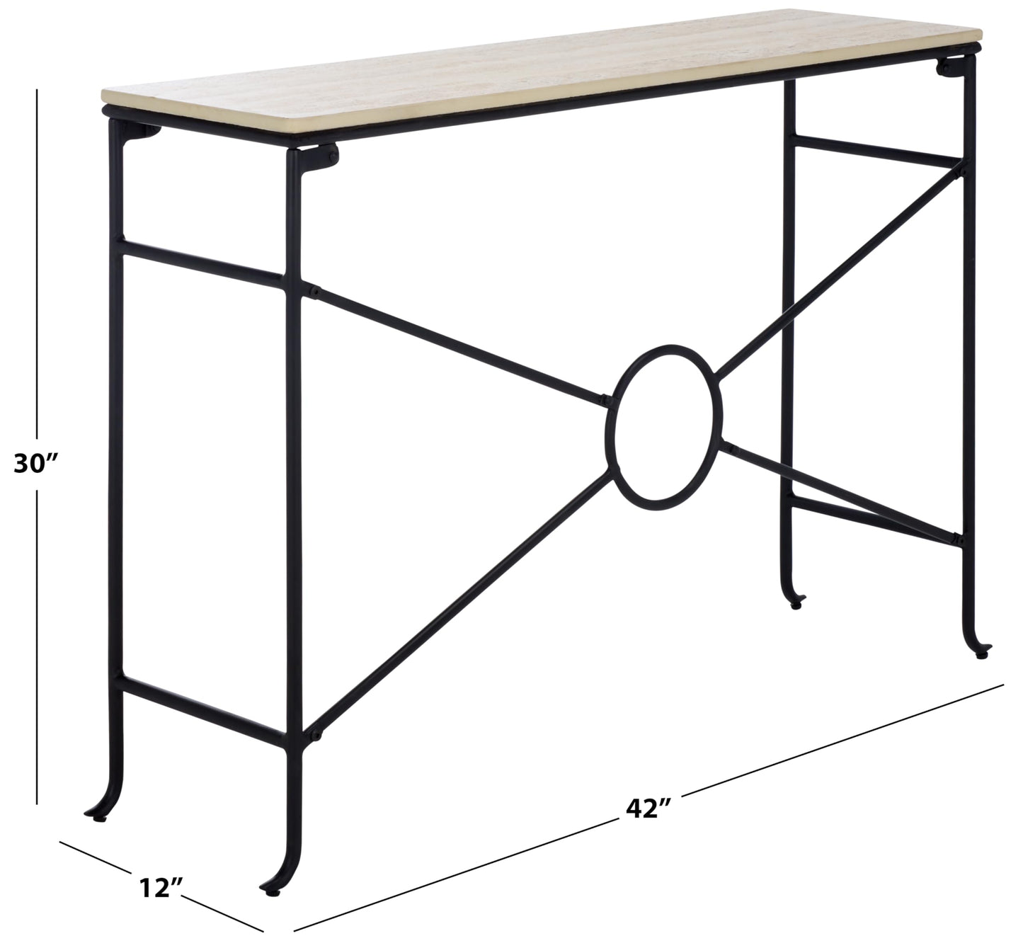 SAFAVIEH Home Collection - Lenin Console Table, Beige Ceramic Top with Black Metal Frame (CNS3706A)