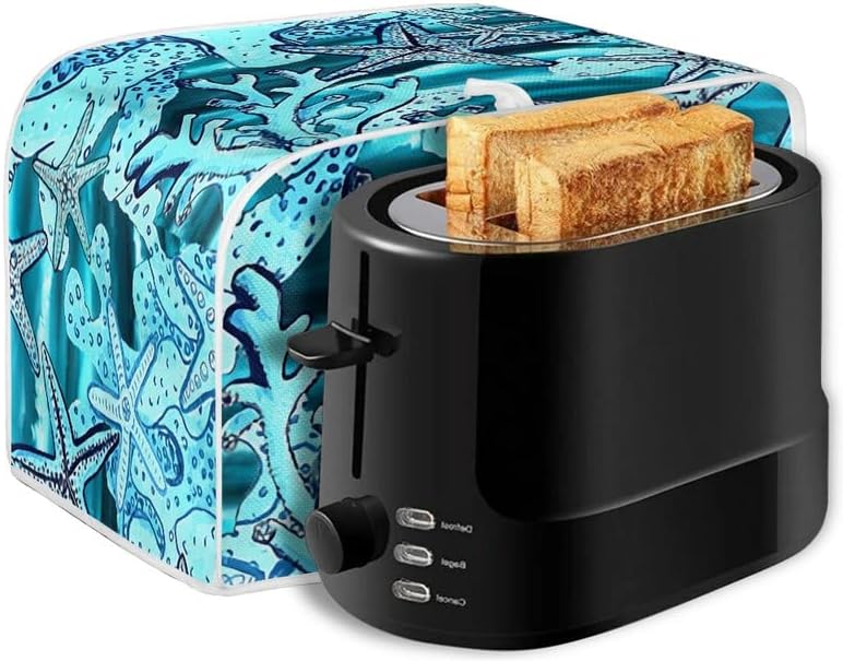 Starfish Blue Toaster Dust Cover, Polyester Fabric, 2/4 Slice, Dust and Fingerprint Protection, Machine Washable