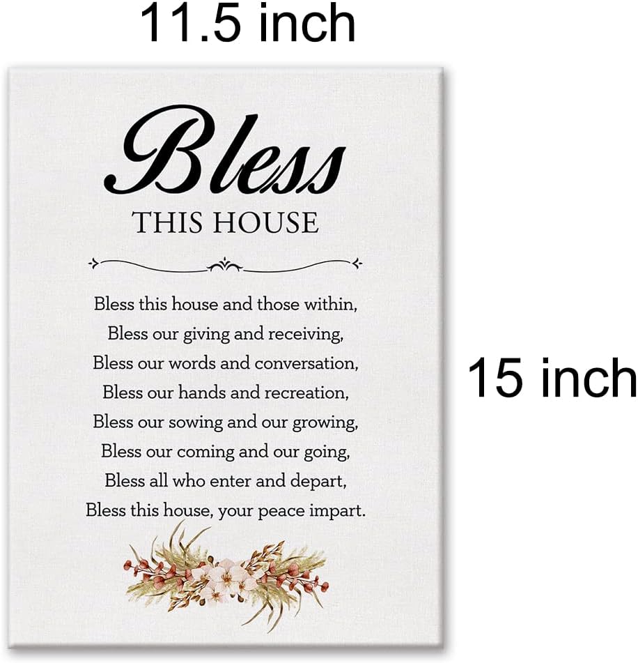 LEXSIVO Home Blessing Print - Canvas Wall Art, Bless This House Painting, 12x15 Canvas Poster