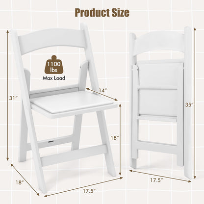 GOFLAME 20 Pack Folding Chairs, Foldable Dining Chair Set with Padded Seat, All-Weather Resin Frame, Indoor Outdoor Portable Commercial Seat for Home, Party, Wedding, 1100 Lbs Load Capacity, White