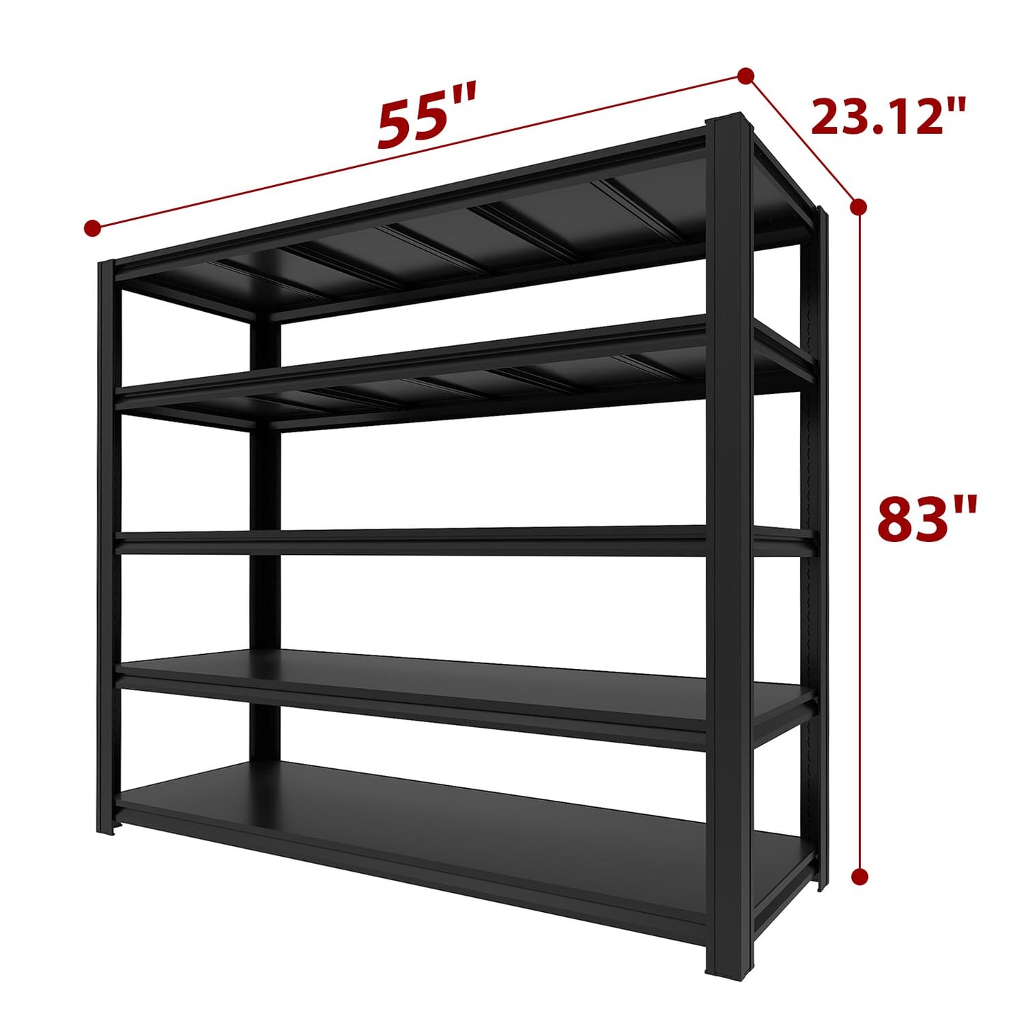 KIFDYTH 83" H Storage Shelves Heavy Duty, 3500 LBS Garage Shelving, 5 Tier Adjustable Metal Garage Shelving Units, 83" H*55" W*23.12" D, for Garage Storage, Warehouses, Basement (83H*55W*23.12D)