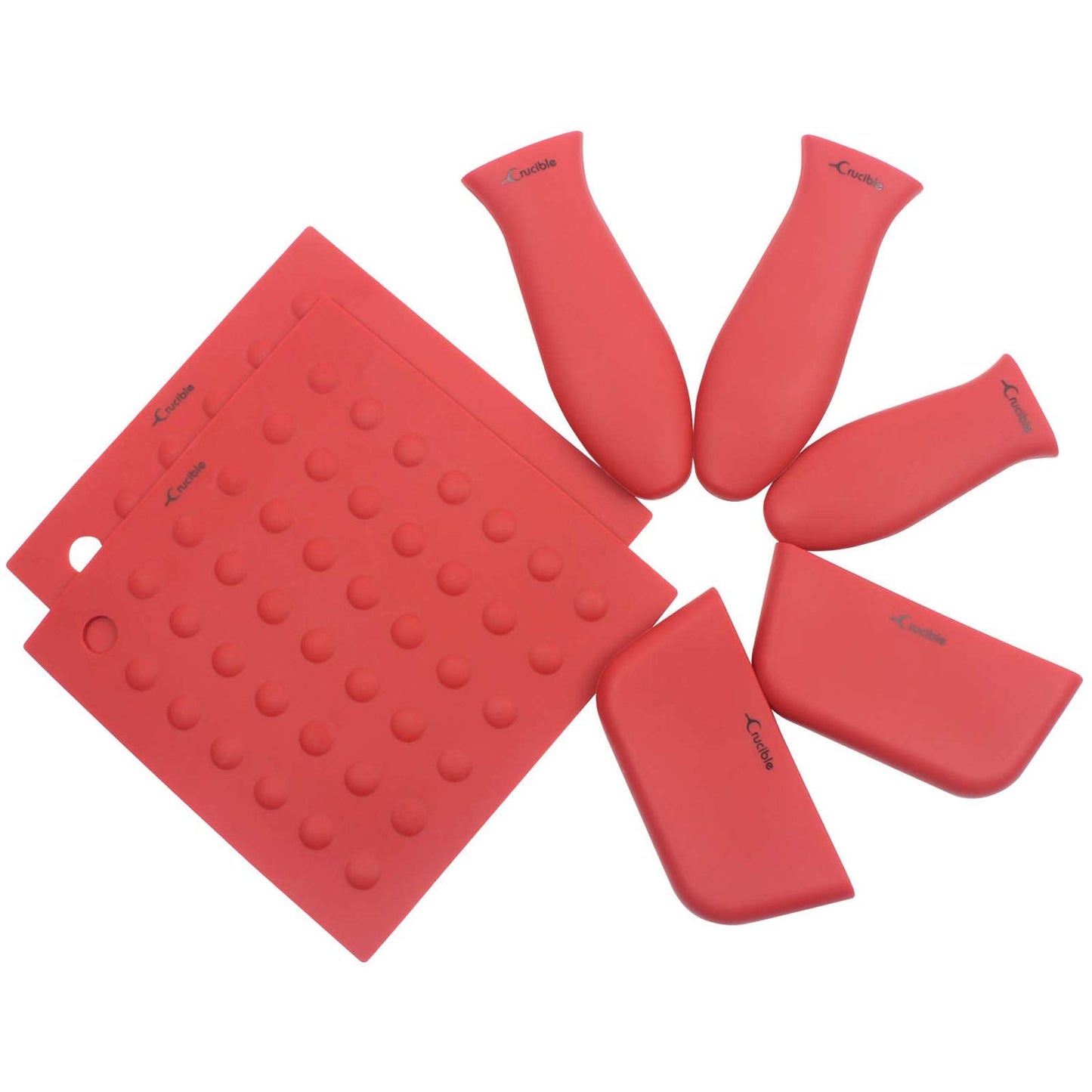 Silicone Hot Handle Holders, Potholders (7-Pack Mix Red) for Cast Iron Skillets, Pans, Frying Pans & Griddles, Metal and Aluminum Cookware Handles - Sleeve Grip, Handle Cover