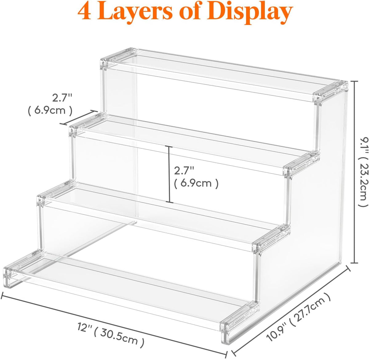 Lifewit 4 Tier Clear Display Risers Stand, Plastic Risers for Display, Organizer for Figures, Cupcake, Dessert, Desktop