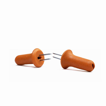 Zyliss Corn Holders 4pc Set – Stainless Steel Corn Cob Holders with Interlocking Design, Sustainable Wheat Straw Handles, Rust-Proof Prongs, Compact Storage, BBQ & Picnic Essential