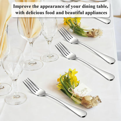 Berglander Dinner Forks Set 24pcs, Stainless Steel 7.28" Table Salad Forks, Flatware Silverware Fork for Home Kitchen, Restaurant, Hotel, Dishwasher Safe
