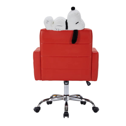 Impression Vanity Peanuts Snoopy House Swivel Vanity Chair with Faux Leather, Plush Foam Comfort, 360 Degree Swing, Printed Woodstock Accents, Snoopy Artwork, Adjustable Height, and Rolling Chair