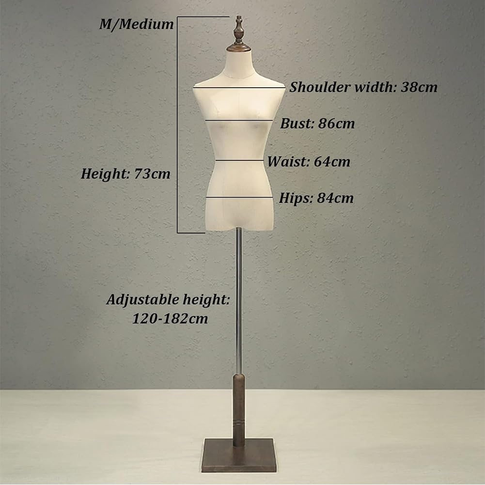 ntumLeap Female Dress Form Torso Adjustable Height with Wood Stand for Clothing Display and Body Mannequin,Brown,A,Natural-B, Brown-A
