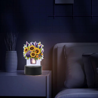 TDFERAN Diamond Painting Led Lights Kit DIY Bouquet Draw Diamonds Art Adults Lamp Diamant Manual Lamp Room Led Lights Bedroom Plant Diamond Art Decorations Desktop Bedside Luminous Decorate