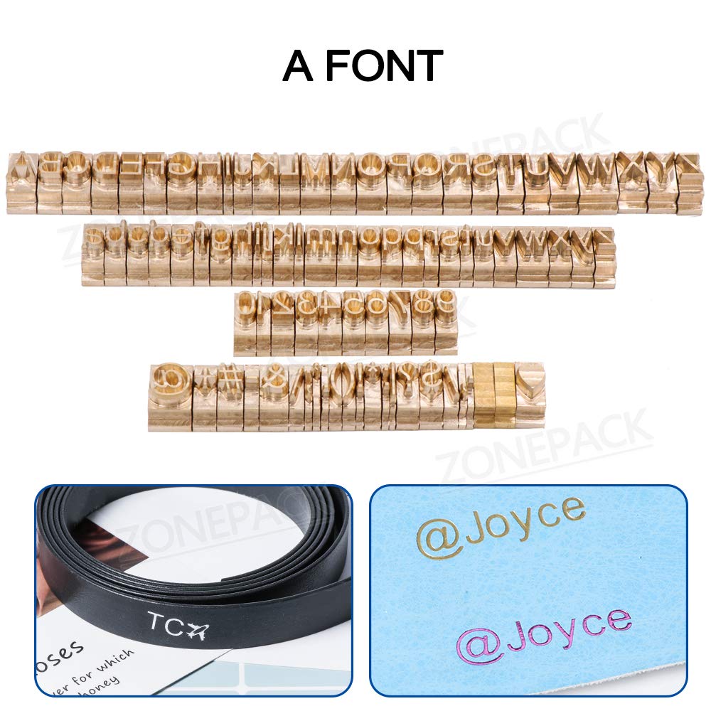 ZONEPACK Copper Brass Stamping Flexible Letters Numbers Alphabets Symbols Characters Molds CNC Engraving Molds for Hot Foil Stamping Machine (83pcs Arial)
