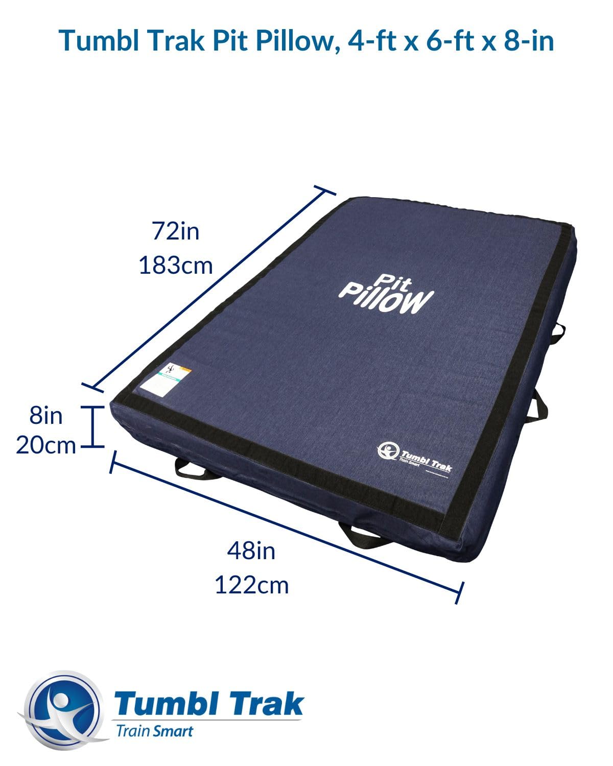 Tumbl Trak Pit Pillow® Extra Soft Crash Mat w/Denim Cover, 4ft x 6ft x 8in