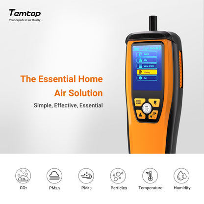 Temtop Air Quality Meter: Precision Indoor/Outdoor CO2, PM2.5, PM10, Detection with Audio Alarm, Temperature & Humidity Insights for Enhanced Home Comfort, M2000C