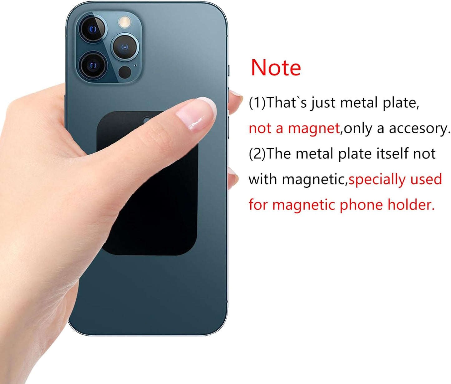 Mount Metal Plate（12Pack） for Magnetic Car Mount Phone Holder with Full Adhesive for Phone Magnet, 12X Rectangular (Black)