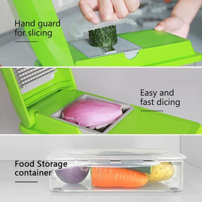 LHS Professional Vegetable Chopper - 5-in-1 Food Slicer & Dicer with Storage Containers | Green