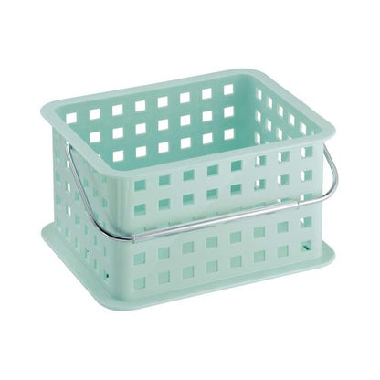iDesign Spa BPA-Free Plastic Small Stackable Basket with Handle - 9.25" x 7" x 5", Mint
