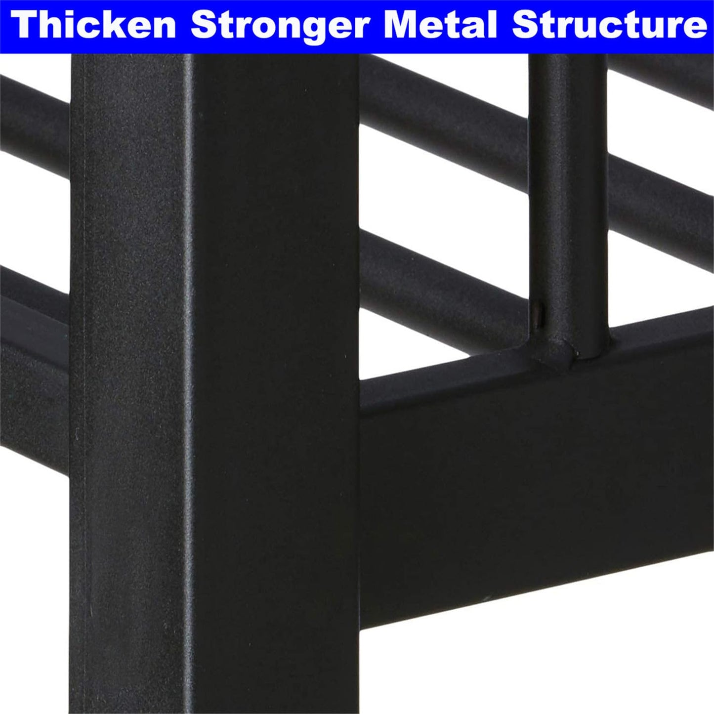 SIMPLEZC Upgraded Version Thickened Heavy-Duty Metal Full XL Over Full XL Bunk Bed, Higher Quality & Stronger Steel Bunk Bed Full XL Size with Ladder and Guard Rail for Adults (Black, Full XL)