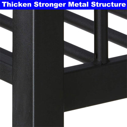SIMPLEZC Upgraded Version Thickened Heavy-Duty Metal Full XL Over Full XL Bunk Bed, Higher Quality & Stronger Steel Bunk Bed Full XL Size with Ladder and Guard Rail for Adults (Black, Full XL)
