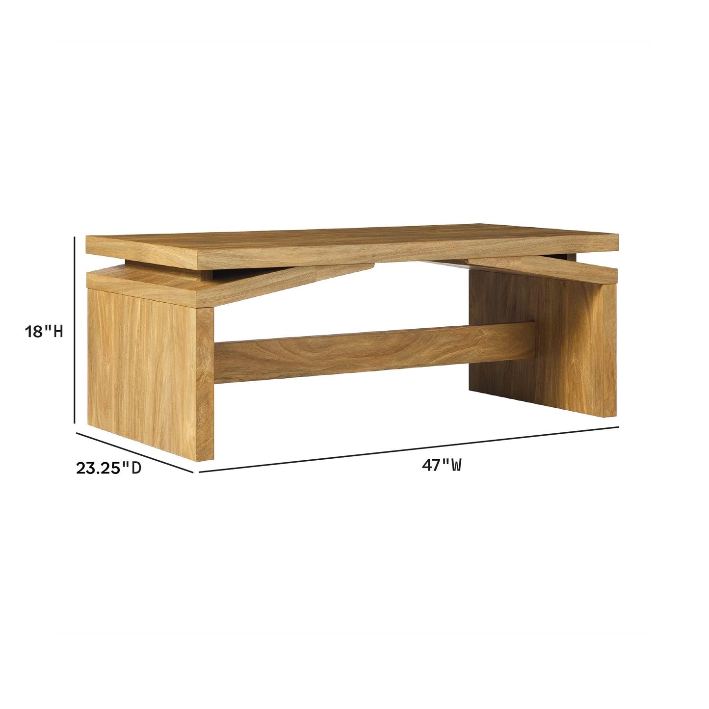 Walker Edison Booker Modern Easy Assembly Split-Top Coffee Table, 47 Inch, Heritage Oak