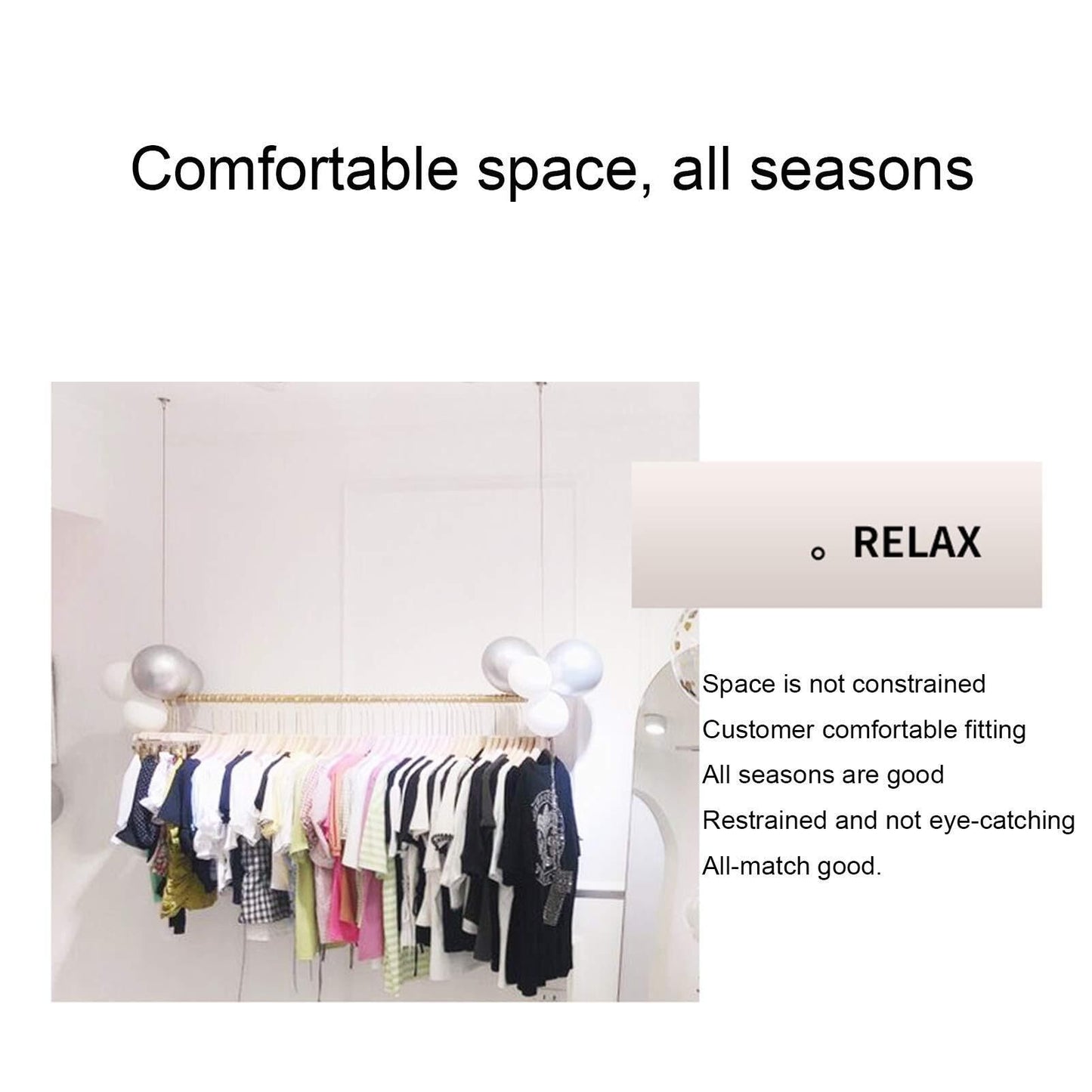 Height-Adjustable Metal Ceiling Clothing Rack, Commercial Display Storage Hanger, Retail Iron Garment Rack with Steel Wire, Ideal for Stores and Home Use(Silver,84cm)