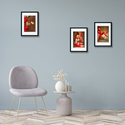 YK Artwood 12x16 Picture Frame 3 Pack Wood Black Poster Frame Set of 3 Display Pictures 8.5x11 with Mat or 12x16 without Mat For Poster Print Photo Diamond Painting Wall Frame Photo Frames with