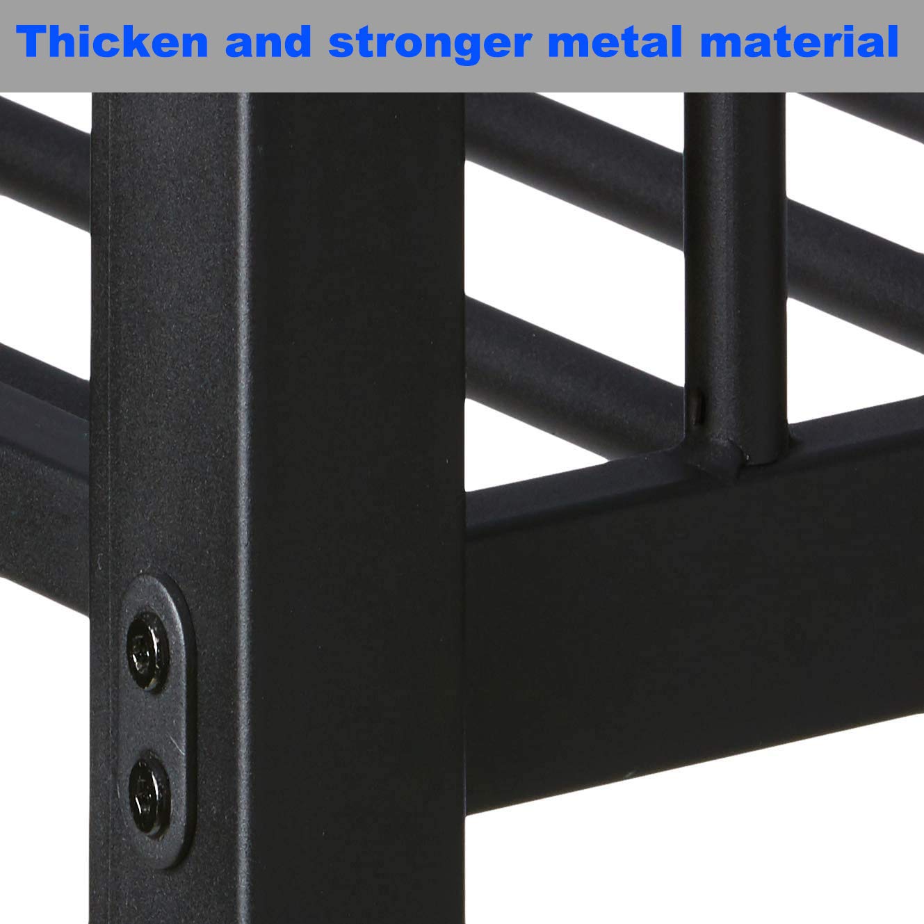 DANGRUUT Upgraded Version Thicken Metal Bunk Beds, Best Industrial Bunk Bed, Heavy Duty Bed Frame with Side Ladder and Safety Rails for Kids Girls Boys, Teens and Adults (Twin XL Over Queen)