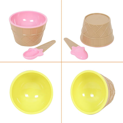 Hbaushun 26 Pack Set Frozen Summer Plastic Ice Cream Bowls with Spoons,Reusable Plastic ice Cream Cups,Cartoon Candy