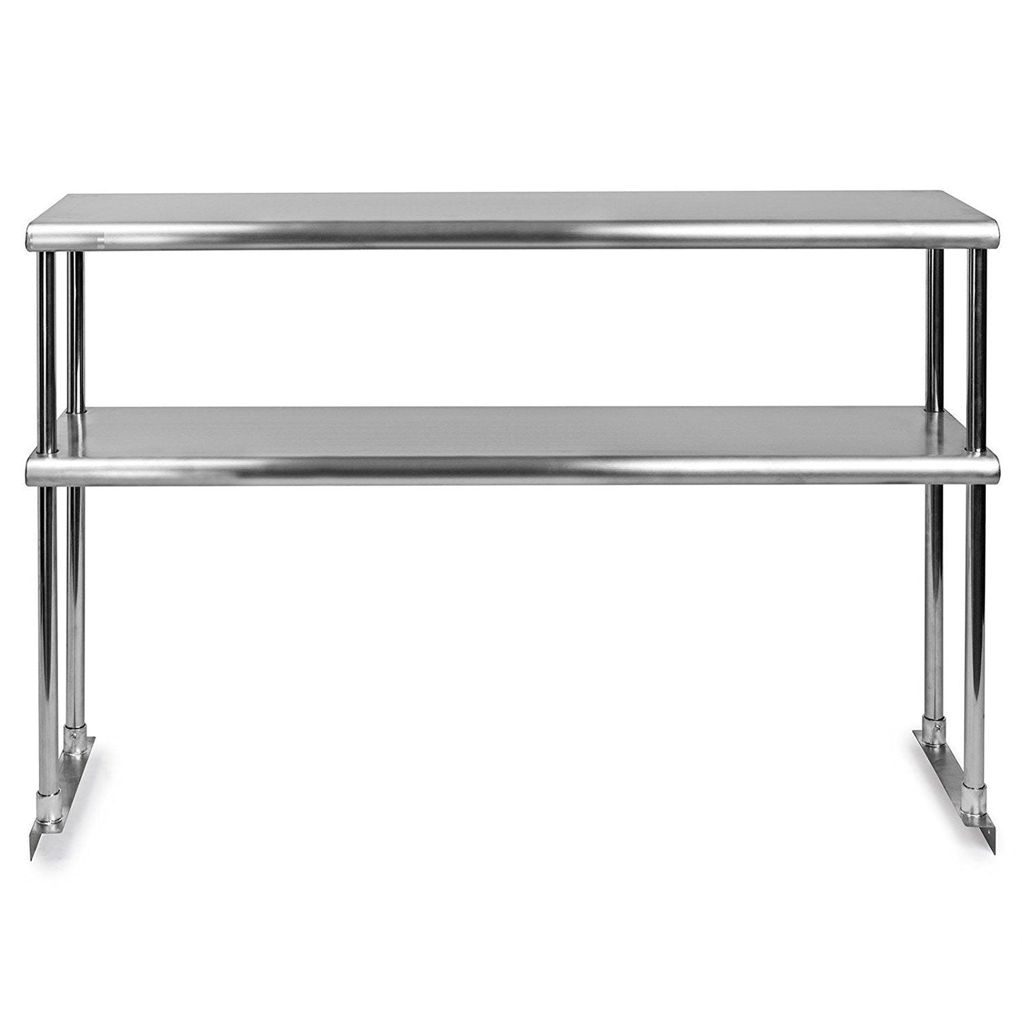 KPS Commercial Stainless Steel Work Prep Table 24" x 48" with Double Overshelf 12" x 48" | NSF Certified | Adjustable Undershelf | Restaurant, Bakery, and Kitchen Prep Table