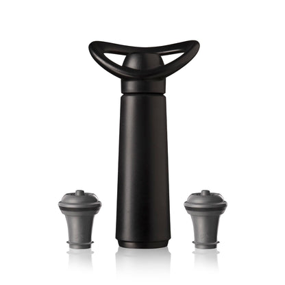 Vacu Vin Wine Saver Concerto - Black - 1 Pump 2 Stoppers - Wine Stoppers for Bottles with Vacuum Pump - Reusable - Made in the Netherlands