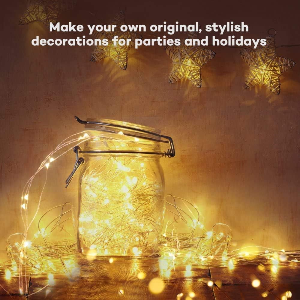 24 Pack [3 7ft 20 Fairy Lights Battery Operated Modes] LED Mini Twinkle String Lights Waterproof Silver Wire Firefly