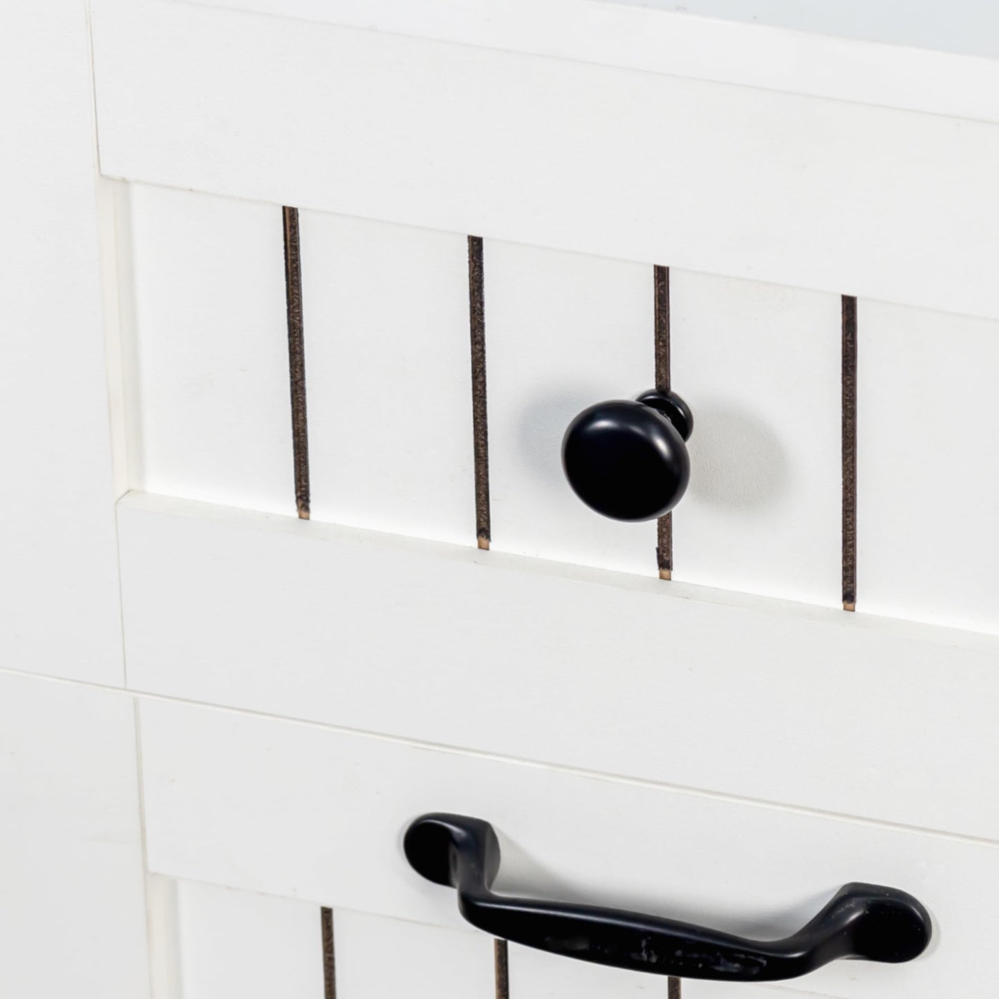 FEBORY White Laundry Cabinet with 2 Removable Hamper Baskets and 2 Drawers, Particle Board and MDF, 31.5 x 15.75 x 35.83 Inches