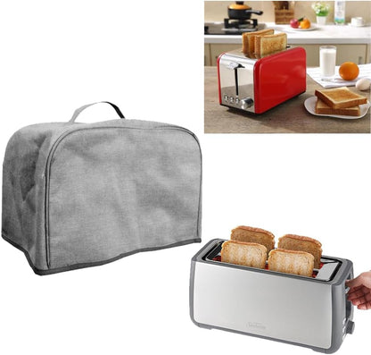 Large 4 Slice Toaster Cover, Dust-proof & Oil Proof, Fits Most Toasters, Gray, 16” x 7.5” x 8”