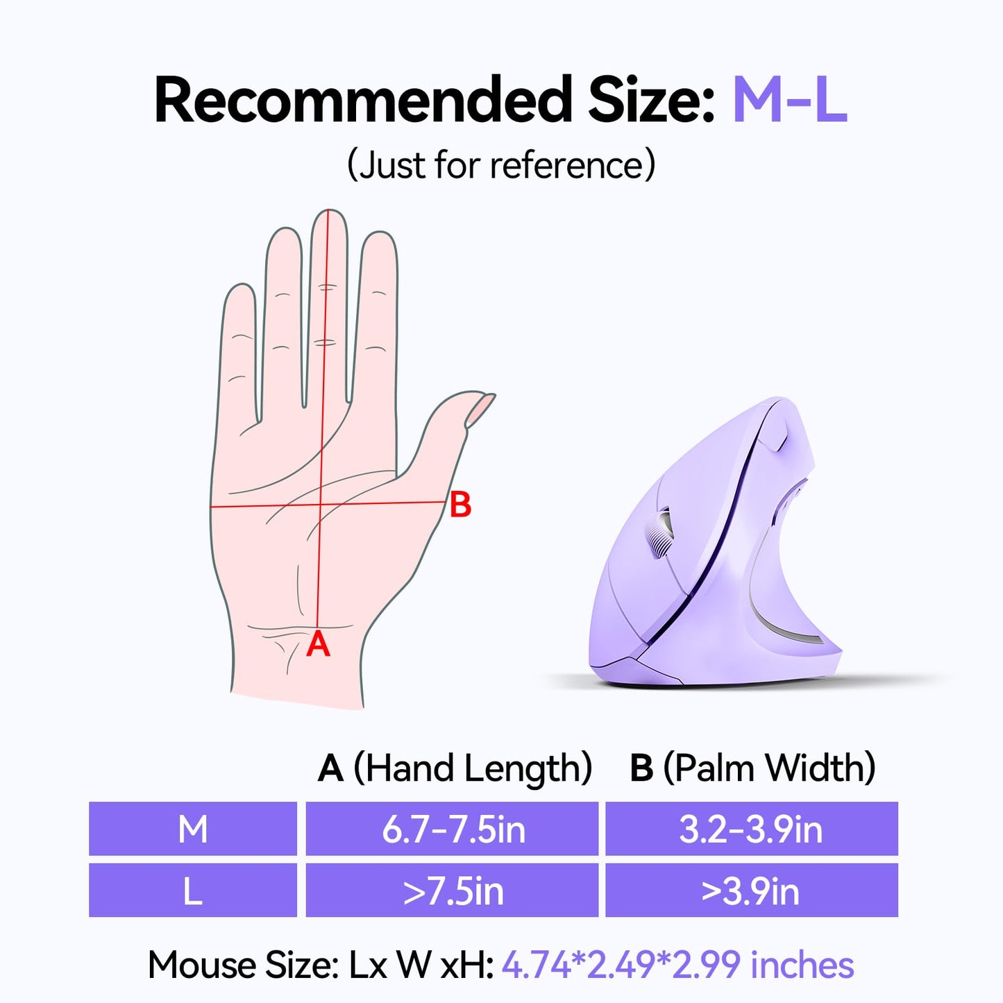 TECKNET Ergonomic Mouse, Wireless Bluetooth Vertical Mouse, 4800 DPI Optical Tracking, 6 Adjustable DPI, Quiet Clicks, 2.4GHz with USB A Receiver, 12 Months Battery, 6 Buttons, Wide Compatibility