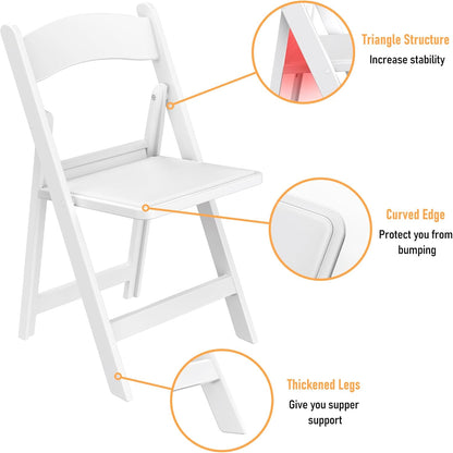 Allpop 2 Pack 550LB Commercial Set Resin Folding Chair with Vinyl Padded Seat, Capacity, Chair for Party Wedding Picnic