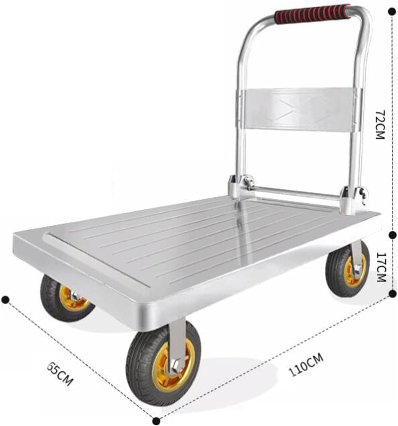 Heavy Duty Platform Truck Cart, Flatbed Cart Folding Hand Trucks, 2200lbs, with 6" Swivel Casters, for Loading and Storage Garage Warehouse Moving Truck