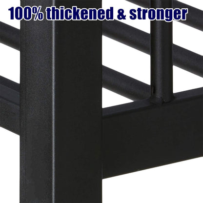 LEEKAF Stronger & Higher Quality Heavy Duty Steel Twin XL Over Queen Bunk Bed, Safer More Stable Thickened Metal Bunk Queen Bed with Enhanced Legs & Slats (Faster Assembly)