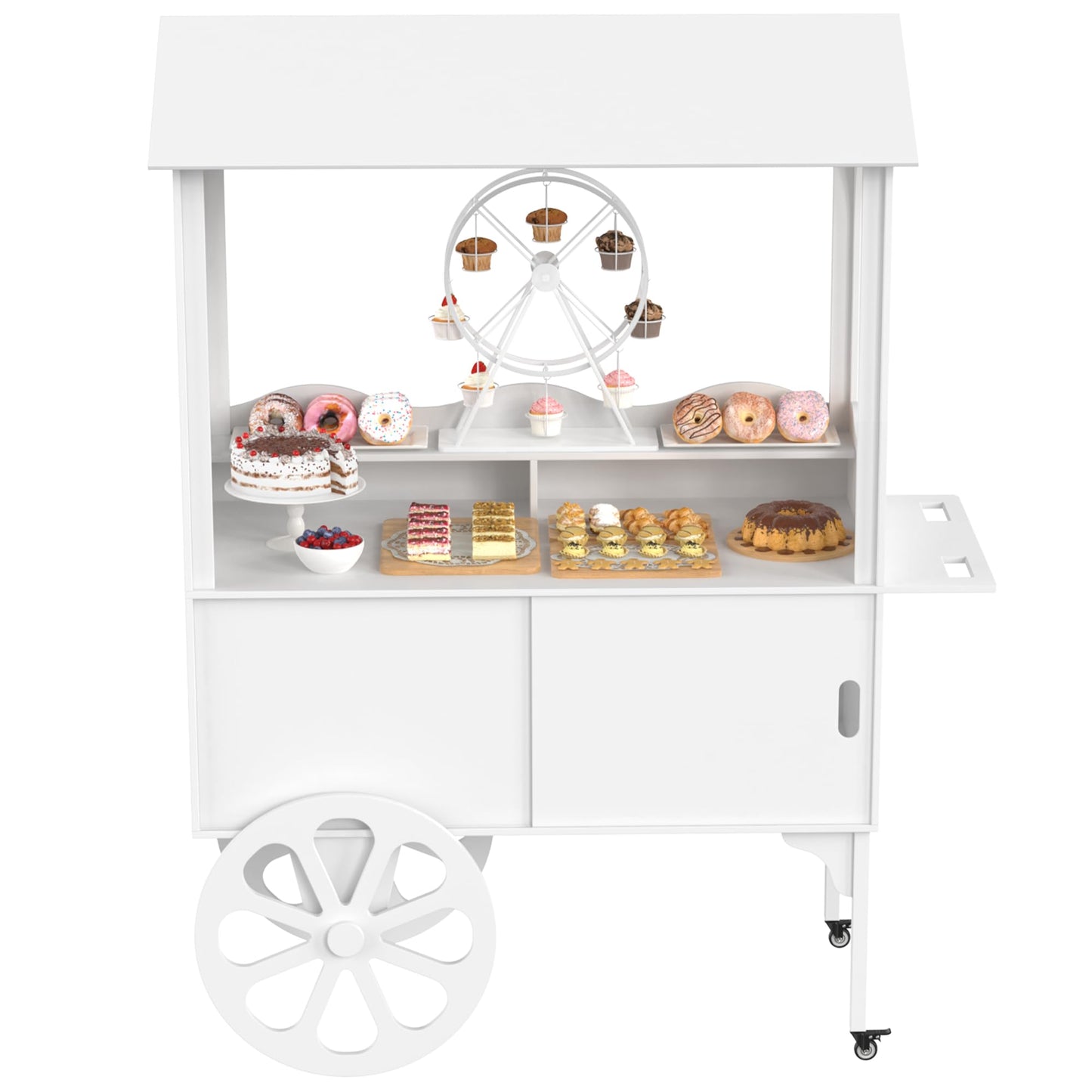 GDLF Candy Cart for Party - Cake Stand - Dessert Cart with Wheels & Storage Cabinet for Wedding, Baby Shower, Birthday & Party Decor