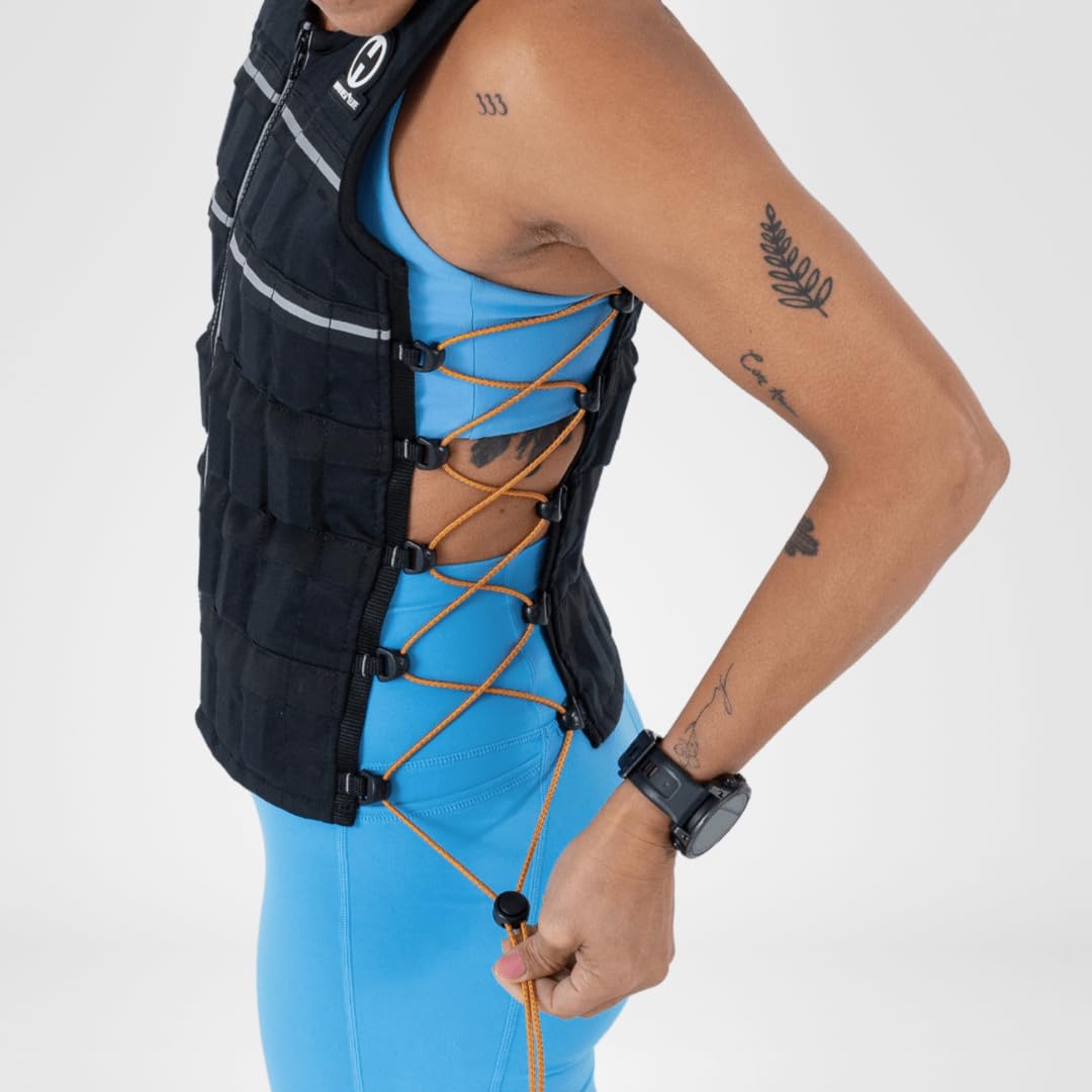 Hyperwear HyperVest ELITE Adjustable Weighted Vest for Women and Men — 10 lb Thin Steel Weights, Stretch CORDURA Fabric — Weight Vest for Walking, Running, Strength Training — Large Size, Jet Black