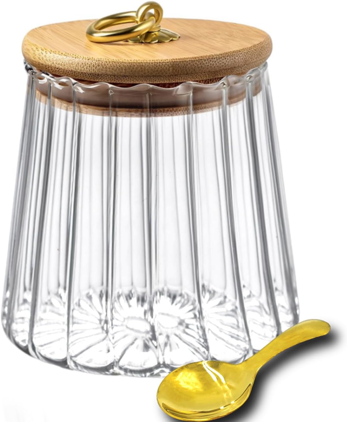 22 OZ 650ml Viovian Glass Storage Jar with Lid and Spoon FL Clear Candy Glass Canister Cute Decorative Jars for Food