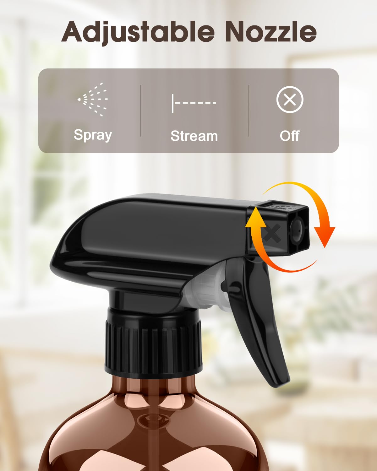 Bontip Glass Spray Bottle with Silicone Sleeve Protection, Amber Glass Spray Bottle Set for Window Cleaner Aromatherapy Facial Hydration Watering Flowers Hair Care 2 Pack/16 oz (Black & Brown)