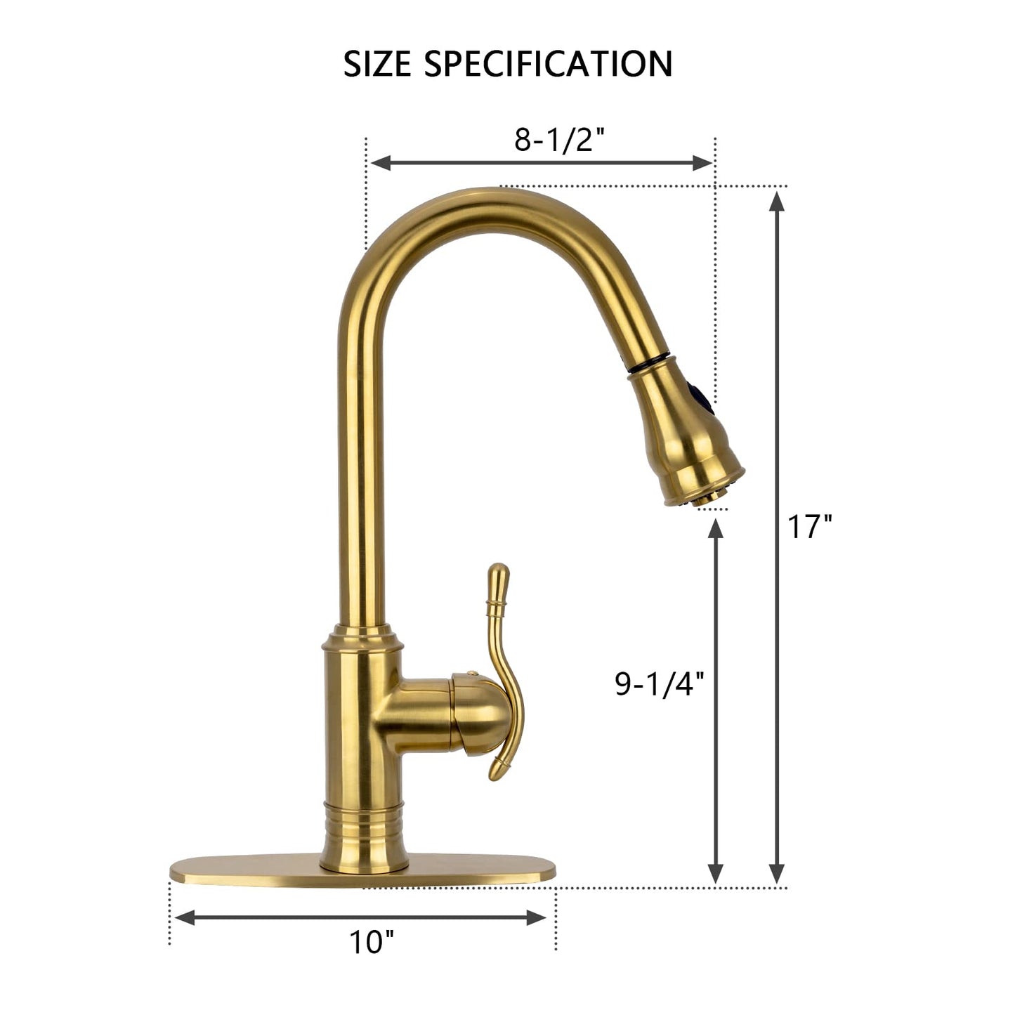 Akicon Single-Hole Pull-Down Sprayer Copper Kitchen Sink Faucet Single Handle (Antique Copper)